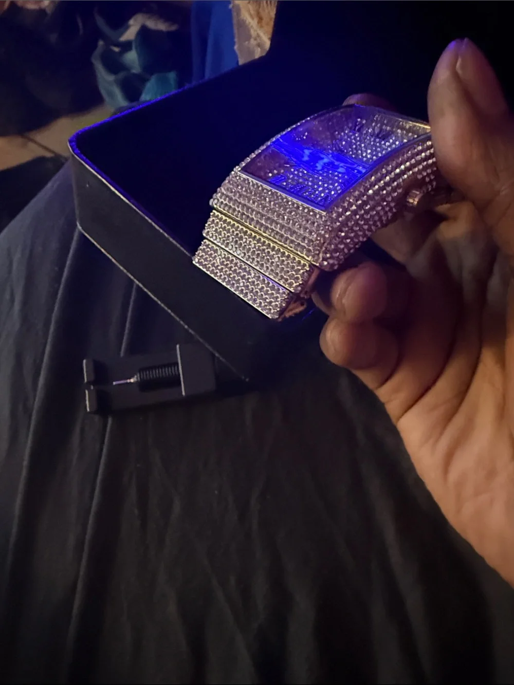 Crystal Pavé Rectangular Watch - Silver Tone